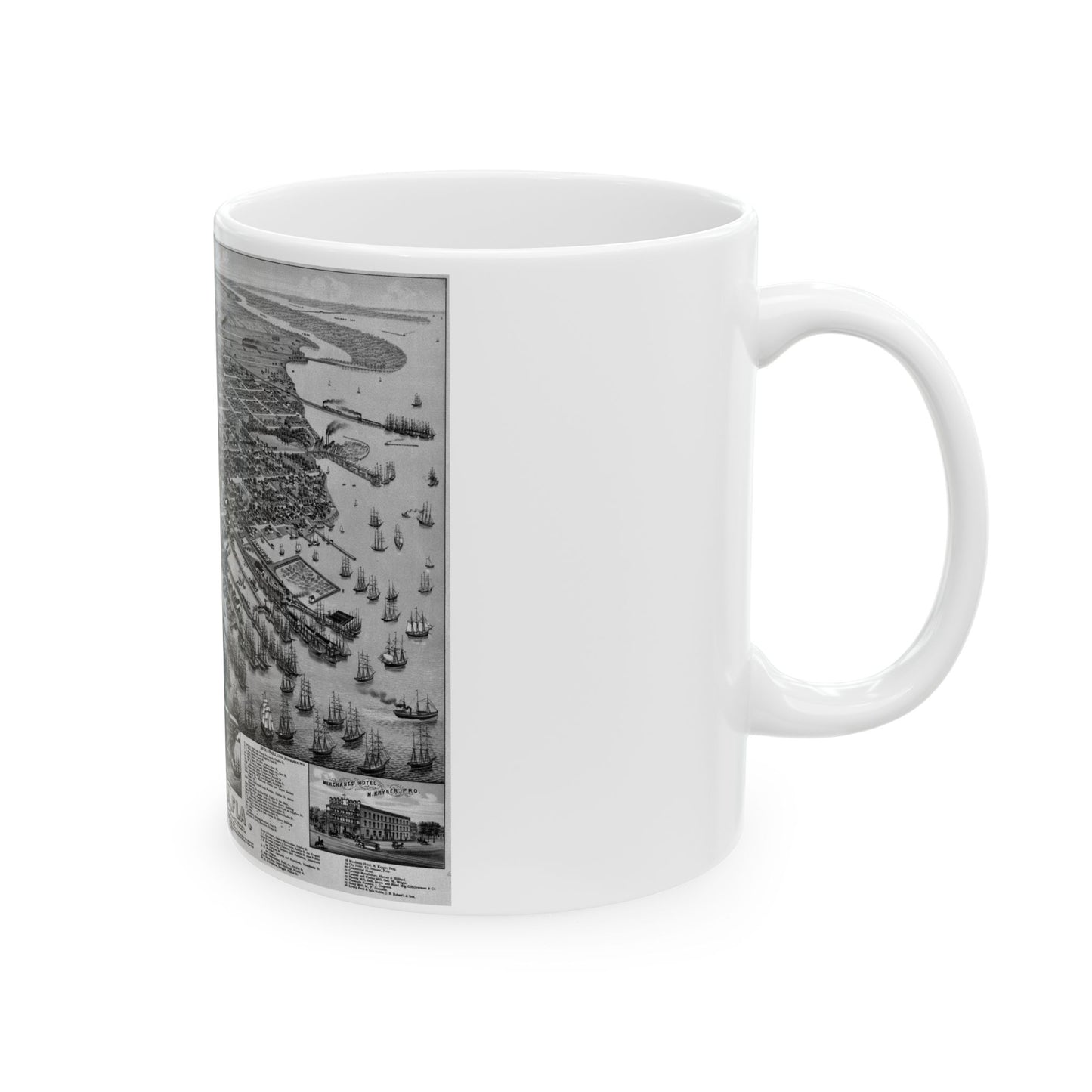 1885 Pensacola Escambia County Seat High Detail Map 11oz Coffee Mug - Black & White