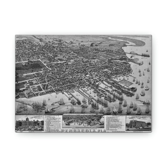 1885 Pensacola Escambia County Seat Map Canvas Wrap